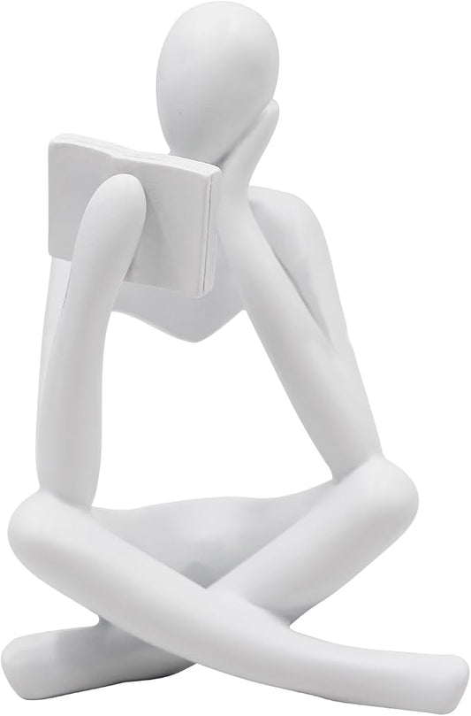 Jinkoozz Reading Women Statue, Thinker Sculptures, Abstract Art Ornament, Modern Aesthetic Figurine Decoration, Suitable for Home Living Room Bedroom Office Shelf Table Desk Bookshelf Decor