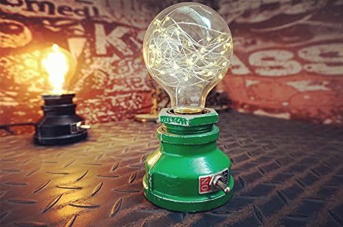 Loft Style Lamp, Corporal Green Steampunk Industrial Vintage Style, Water Pipe Table Desk Light with Dimmer, Aged Rustic Metal (Green) Replace The Bulb with dimmable Bulbs only