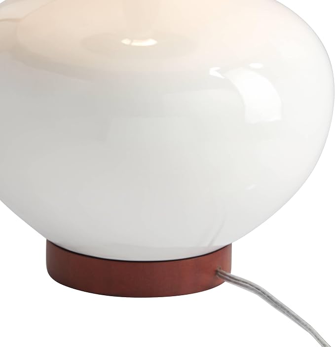 360 Lighting Brice Mid Century Modern Accent Table Lamp 23" High Ivory Ceramic Wood Neck Off White Tapered Drum Shade for Bedroom Living Room House Home Bedside Nightstand Office Family