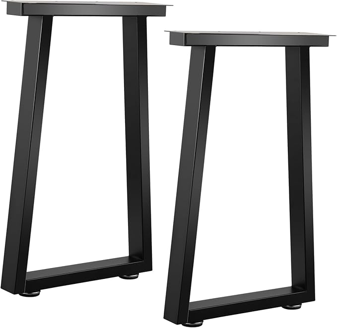 22 Inch Coffee Table Legs Black Metal Bench Legs Trapezoid Heavy Duty Table Legs DIY Project for Coffee Table, Bench, Black, Set of 2