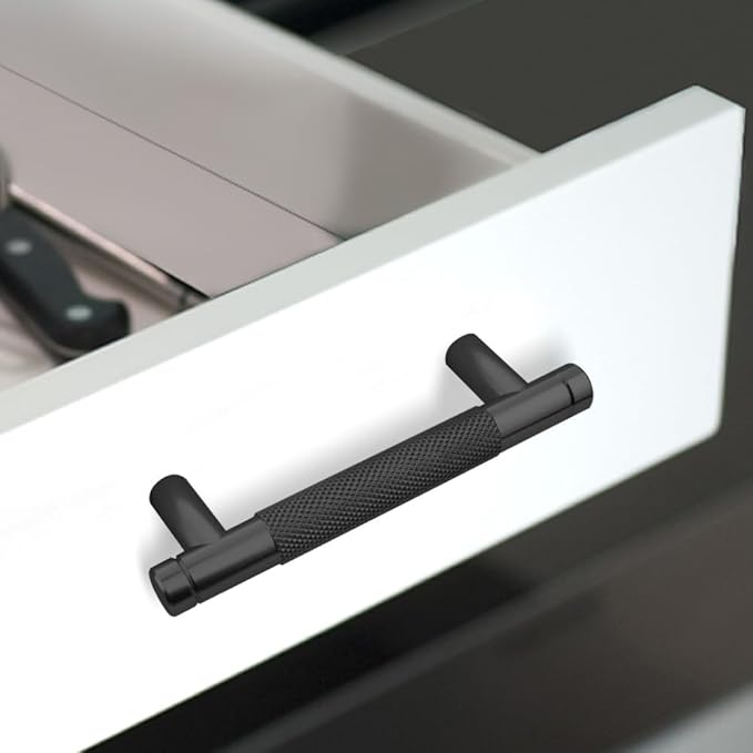 2 Pack 3 Inch 76 mm Black Barrel Cabinet Pulls Cupboard Aluminum Handles Drawer Pull Cabinet Handles Cabinet Handles (2 Pack, Black, 3 Inch)
