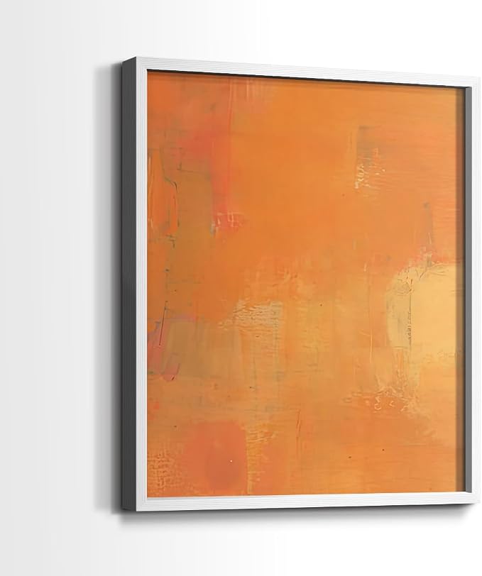 Renditions Gallery Set of 2 Peel & Stick Framed Prints, Abstract Wall Art, Rustic Fain Marking with Brush Strokes Wall Decor, Re-Stickable - Ready to Hang - 11"x14" - White Frame LT588