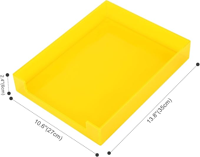 Paper Tray Acrylic File Organizer for Desk Letter Tray Desk Organizer Document Holder Sorter Storage for A4 Office Supplies Magazines, 13.8x10.6x2.4 Inches, Neon Yellow
