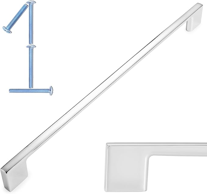 KOOFIZO 1 Pack 11-5/16 Inch Polished Chrome Kitchen Cabinet Pulls Chrome Cabinet Handles Chrome Cabinet Hardware for Kitchen Cabinets Drawer P01 Dresser Cupboard Bedroom Bathroom