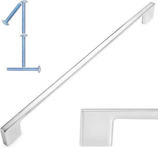 KOOFIZO 1 Pack 11-5/16 Inch Polished Chrome Kitchen Cabinet Pulls Chrome Cabinet Handles Chrome Cabinet Hardware for Kitchen Cabinets Drawer P01 Dresser Cupboard Bedroom Bathroom