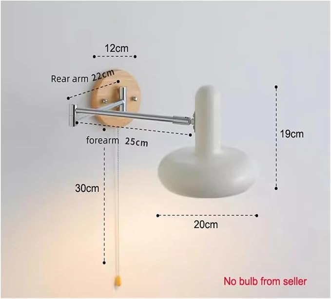 Swing Arm Wall Lamp with Switch Bedside Wall Lamp Retro Bedroom Study Retractable Folding Reading Lamp,for Illumination