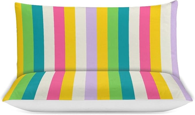 Rainbow Duvet Cover Set, Rainbow Lines Pattern Spectrum of Colors Abstract Art Decorative，Aesthetic Abstract Art Bedding 3 Piece (1 Duvet Cover 86"x70" + 2 Pillow Sham 20"x30")