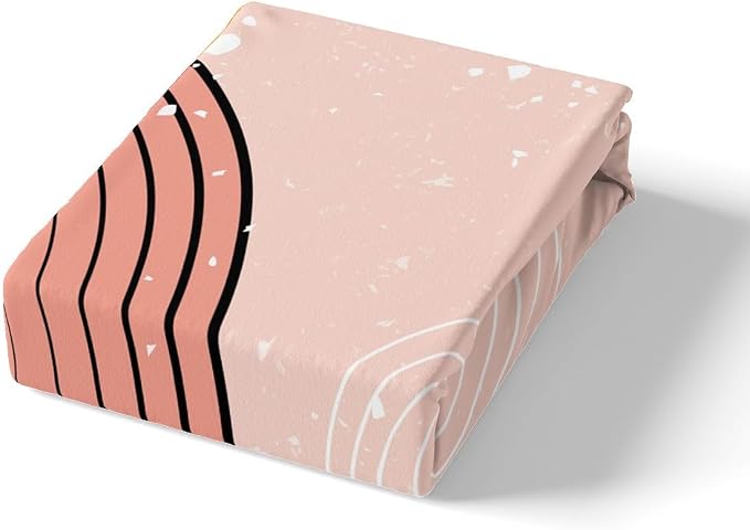 Erosebridal Pink Aesthetic Comforter Cover Girly Minimalist Bed Set for Girls Women, Modern Duvet Cover Twin Size Mid Century Bedding Sets, Boho Abstract Art Bedspread Cover Microfiber