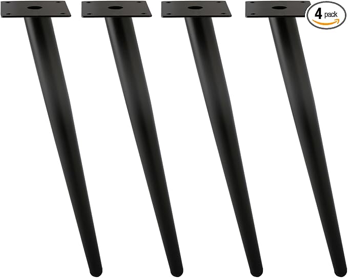 Oblique Furniture Leg 22 Inch, Slant Tapered Metal Coffee Table Legs 4pcs, Mid Century Modern Sofa Cabinet Feet Black for Home DIY Project