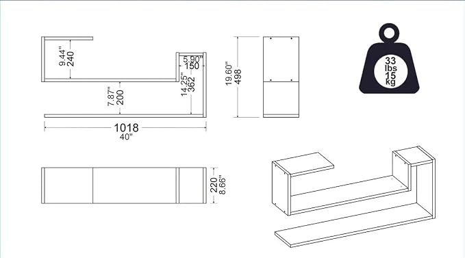 Geometric Wall Shelf: Modern MDF Floating Bookshelf (Anthracite)