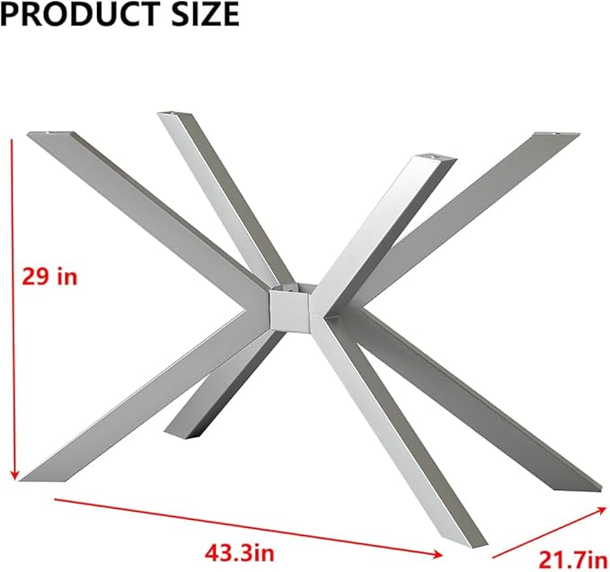 Modern Table Base 29" Metal Dining Table Legs with Suction Cups, Desk Base for Marble,Glass,Wood Top, Furniture Legs for Coffee Table,Home,Kitchen, Office (Silver)