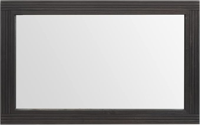 YOSHOOT Hand-Made Wooden Spliced Wall Mirror for Bathroom, Rustic Farmhouse Vanity Mirror, Décor Wall Art, Solid Wood Frame, Vertical or Horizontal Hanging, 53" x 28", Black