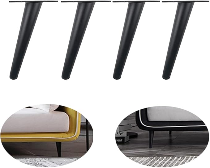 Oblique Furniture Leg 6 Inch, Slant Tapered Metal Coffee Table Legs 4pcs, Mid Century Modern Sofa Cabinet Feet Black for Home DIY Project