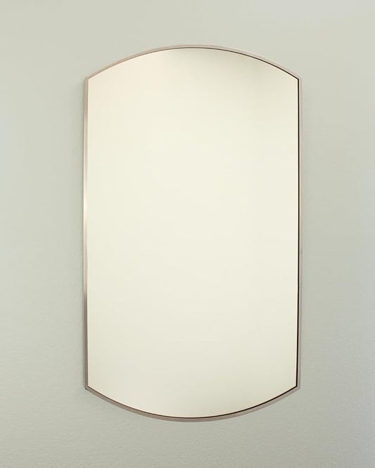 Harper Crescent Wall Mirror 24”x36” Over Sink Bathroom Mirror, Tempered Glass “Silver” Vanity Mirror, Great for Hallway/Entryway/Bedroom, Hangs Horizontal/Portrait/Vertical/Landscape, Brushed Nickel