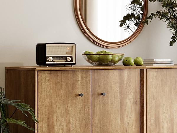 Sideboards Buffet Cabinet 2 in 1 Wide Credenza Buffet Table with Adjustable Shelf, Modern Kitchen Accent Cabinet with Storage Compartments for Dining Room Living Room, Hallway, Oak Brown