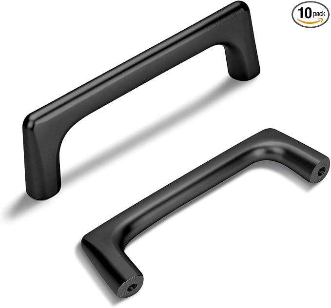 Lardmon 10 Pack Matte Black Modern Cabinet Pulls 3.75 Inch(96mm) Hole Center Timeless Drawer Pulls Vanity Pulls Classic Solid Kitchen Cabinet Handles Hardware for Dresser, 4.2 Inch(106mm) Total Length