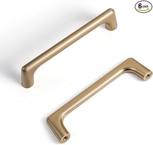 Goo-Ki Champagne Bronze Cabinet Pulls with 4''(102mm) Hole Centers, Modern Style Zinc Alloy Cabinet Handles for Dresser,Wardrobe,Cupboard- 6 Pack