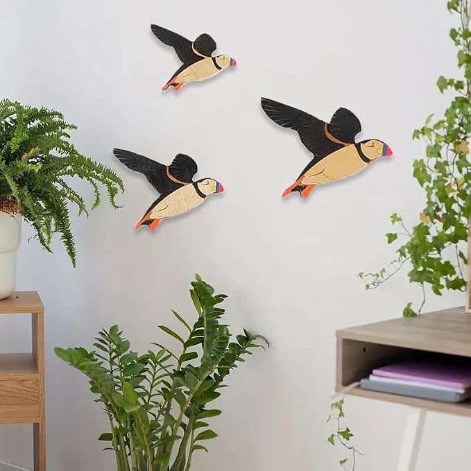 3Pcs Wooden Bird Wall Decor Art Vintage Gothic Home Decor Living Room Bathroom Kitchen Decorations Indoor Outdoor Gift (D)