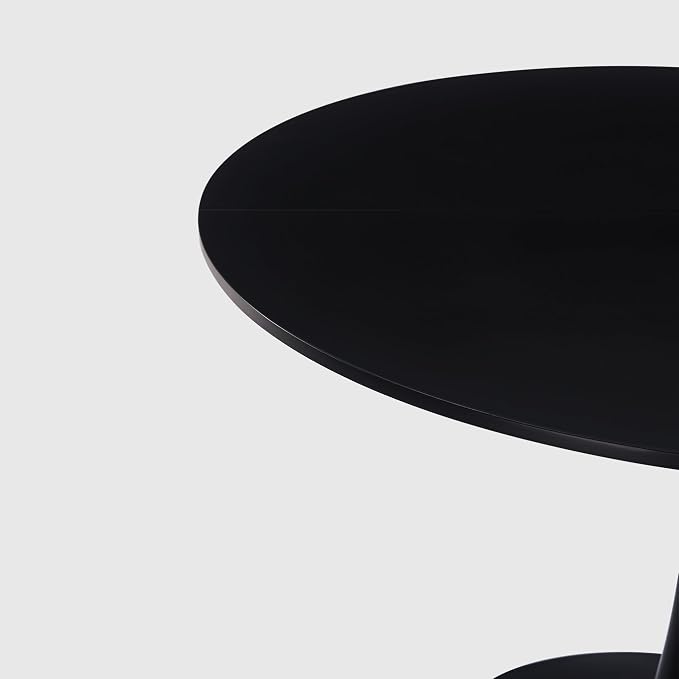 42" Round Black Tulip Dining Table for 4, Modern Pedestal Kitchen Table with Thickened Tabletop, Sturdy Tulip Shape Base, Round Dining Table for Dining Room, Living Room, Cafe