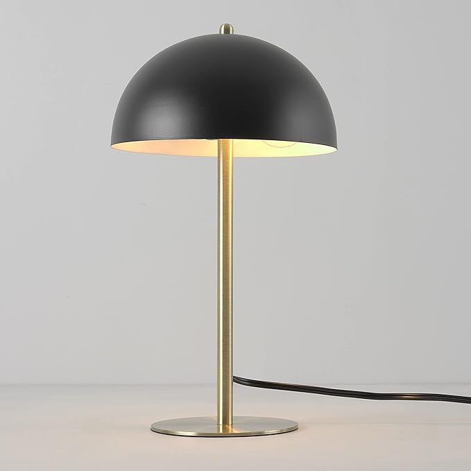 GLOBE Electric 52938 Luna 15" Desk Lamp, Matte Black, Matte Brass Accents, in-Line On/Off Rocker Switch (Pack of 2)