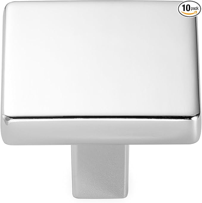 KOOFIZO 10 Pack Polished Chrome Cabinet Knobs Chrome Drawer Knobs K03 Square Single Hole Cabinet Pulls for Cabinets Drawer Dresser Cupboard Bedroom Closet Bathroom Vanity