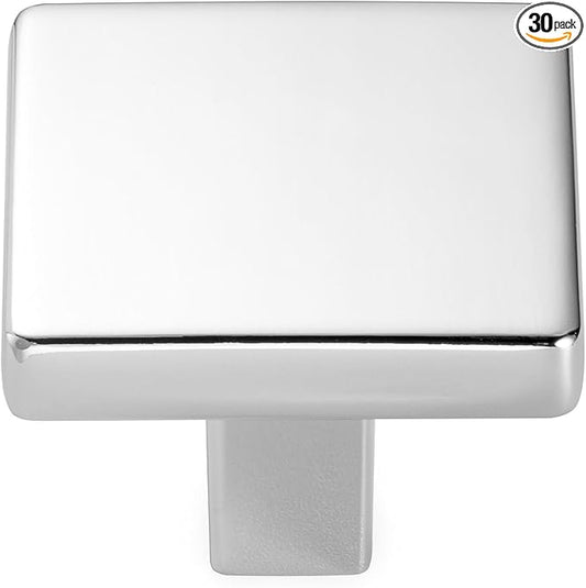KOOFIZO 30 Pack Polished Chrome Cabinet Knobs Chrome Drawer Knobs K03 Square Single Hole Cabinet Pulls for Cabinets Drawer Dresser Cupboard Bedroom Closet Bathroom Vanity