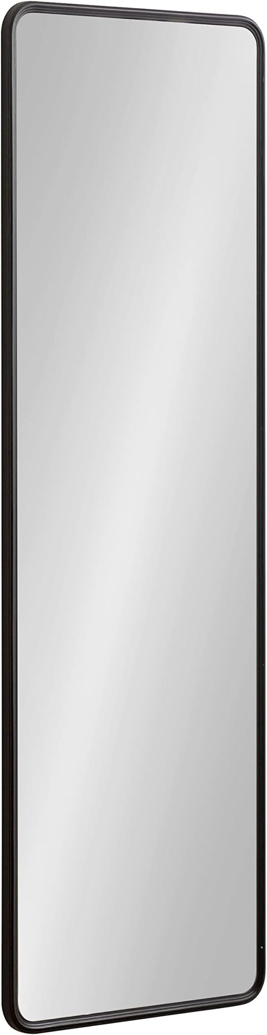 Kate and Laurel Caskill Modern Framed Full-Length Rounded Rectangle Mirror; 16 x 48; Black; Narrow Decorative Round Rectangular Statement Mirror for Wall