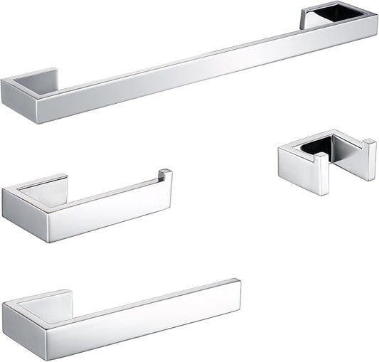BAGNOLUX Bathroom Hardware Set, Bath Towel Holder Set SUS304 Stainless Steel, Towel Rack for Wall Mounted, Chrome Bathroom Accessories Set Fixture Heavy Duty, Polished Chrome
