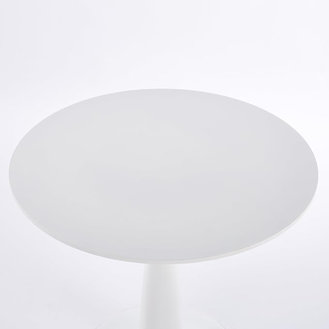 31.5 Inch Round Pedestal Dining Table for 4 to 6 Person Mid Century Modern Tulip Table MDF Top with Metal Base for Living Room Kitchen Office, White