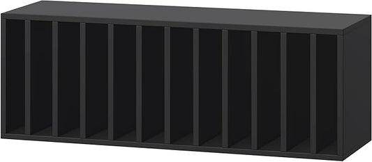 IOTXY DIY Modular Cube Bookcase - CubeXY Customizable Stackable Expandable Basic Shelving Units, 12-Cube Wooden Open Bookshelf with Removable Shelves for Vinyl Record Storage Organizer, Black