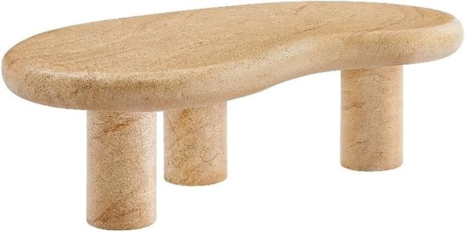 Modway Elowen Kidney Bean Shape Coffee Table in Travertine