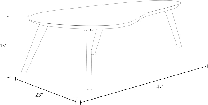 Inmod Kidney Shaped Coffee Table, Walnut/Black Mid Century Modern Coffee Table