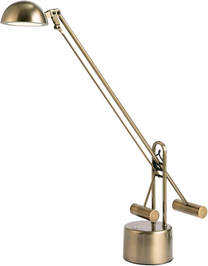 Lite Source Halotech Adjustable Antique Brass Metal LED Modern Desk Lamp