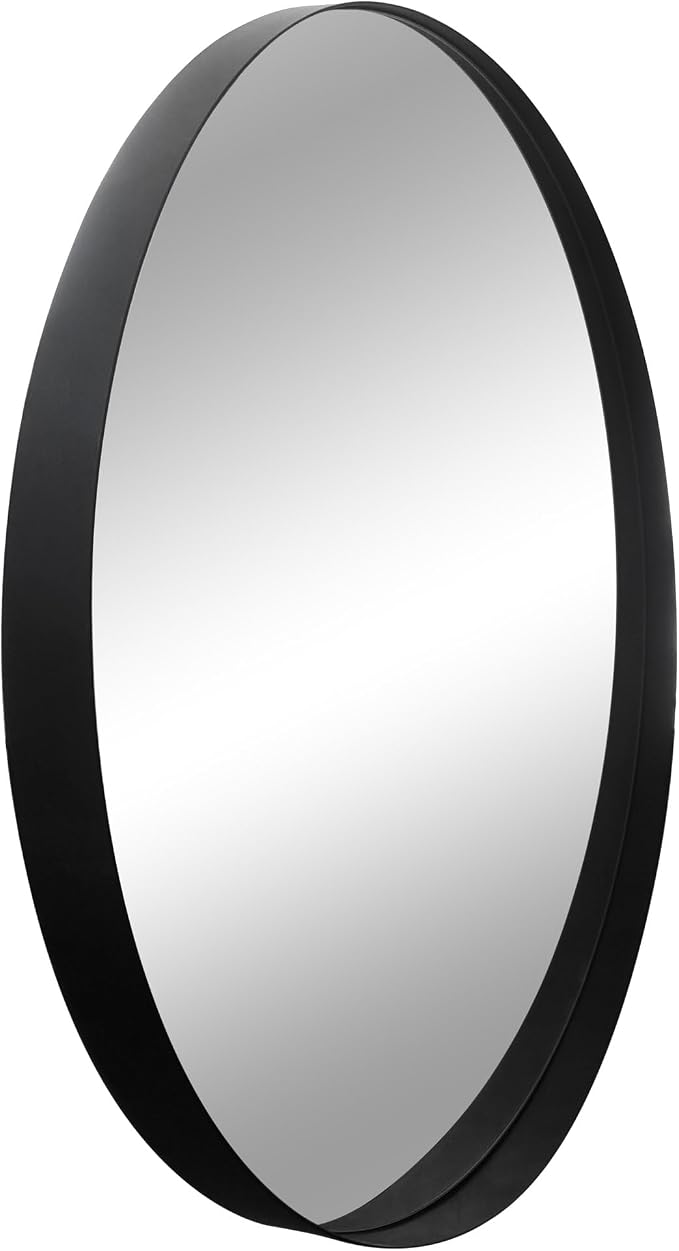 Design House 36-Inch Violette Wall Mirror – Round Mirror with Black Iron Metal Frame – Midcentury Modern Design for Entryway, Vanity, Living Room, Bathroom, 589887
