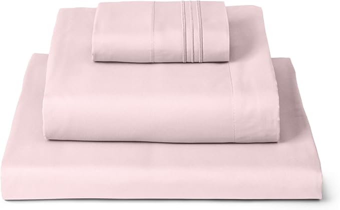Mellanni Twin Sheets Set - 3 PC Iconic Collection Bedding - Hotel Luxury, Extra Soft, Cooling Bed Sheets - Wrinkle, Fade, Stain Resistant (Twin, Blush Pink)