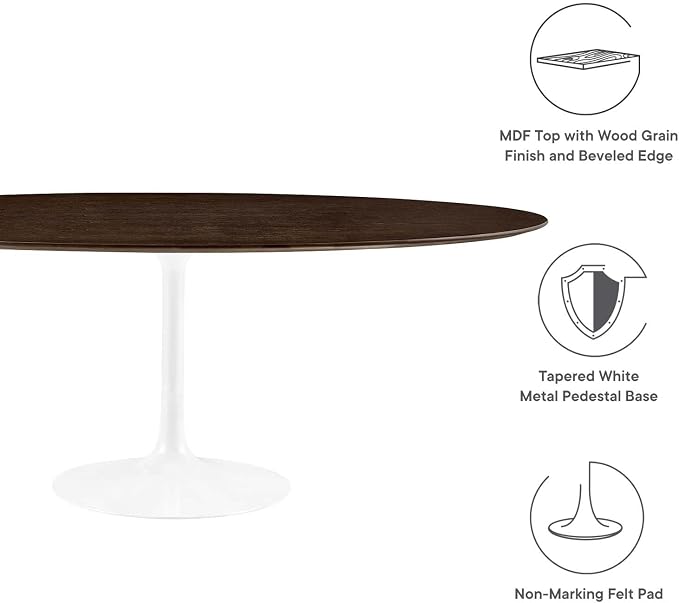 Modway Lippa Dining Table, 78", White Cherry Walnut