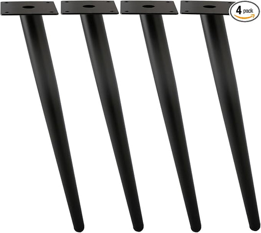 Oblique Furniture Leg 28 Inch, Slant Tapered Metal Coffee Table Legs 4pcs, Mid Century Modern Sofa Cabinet Feet Black for Home DIY Project