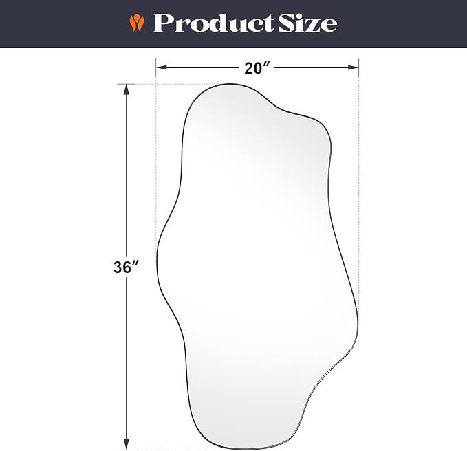 Irregular Wall Mirror, 20” x 36” Black Wavy Mirror with Modern Shaped, Asymmetrical Mirrors for Decorative Bathroom, Entryways, Living Room, Vanity