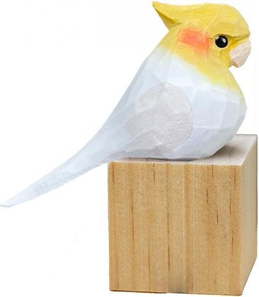 Bird Figurines Hand Carved Painted Wooden Statues for Home Decor, Gift for Bird Lovers,Housewarming, Birthday, Christmas, Anniversaries (NO.05-White Parrot)