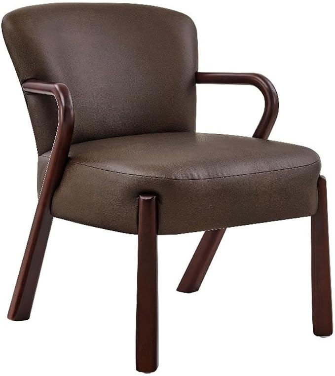 Modway Arden Faux Leather Upholstered Accent Armchair in Espresso – Mid-Century Modern Lounge Chair with Curved Wood Frame