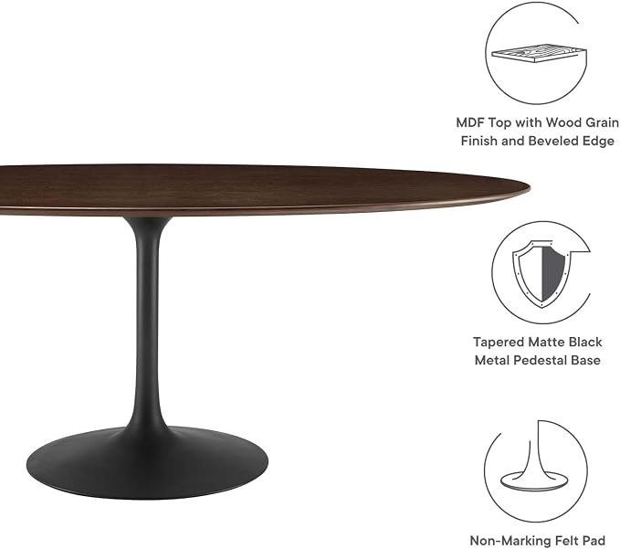 Modway Lippa Dining Table, 78", Black Cherry Walnut