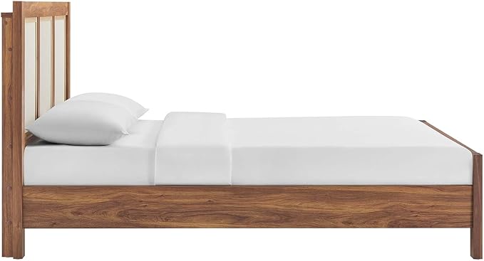 Modway Capri Mid-Century Modern Queen Size Bed in Walnut with Headboard and Footboard
