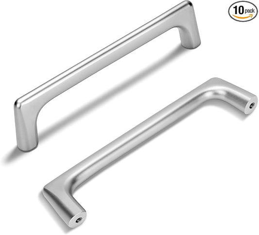 Lardmon 10 Pack Polished Chrome Modern Cabinet Pulls 5 Inch(128mm) Hole Center Timeless Drawer Pulls Vanity Pulls Classic Kitchen Cabinet Handles Hardware for Dresser, 5.4 Inch(138mm) Total Length