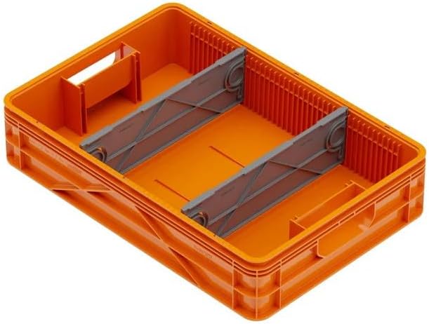 SIDIO Quarter Crate 4 Pack of Stackable Storage Bins - Organizer Bins with Dividers for Garage Organization, Home Storage - Heavy Duty Plastic Containers - 19.16” x 12.75”x 4.57” (Orange)