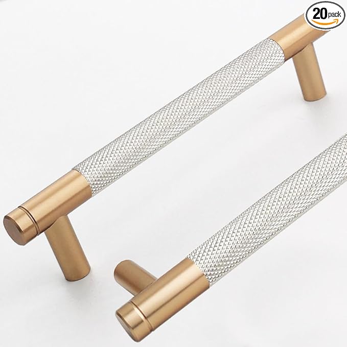 20 Pack 5 Inch 128 mm Bronze and Nickel Barrel Cabinet Pulls Cupboard Aluminum Handles Drawer Pull Cabinet Handles