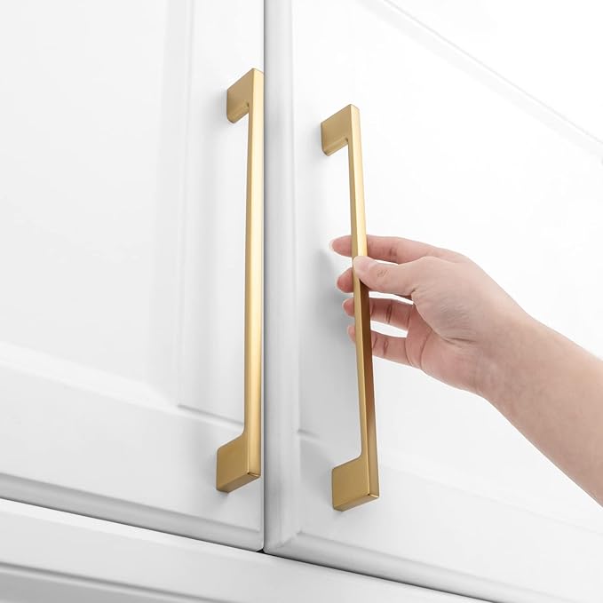 KOOFIZO 1 Pack 8-4/5 Inch Brushed Gold Kitchen Cabinet Pulls Gold Cabinet Handles Gold Cabinet Hardware for Kitchen Cabinets Drawer P01 Dresser Cupboard Bedroom Bathroom