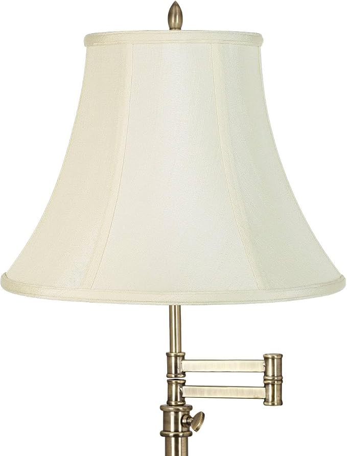 360 Lighting Westbury Traditional Swing Arm Desk Table Lamp Adjustable Height 36" Tall Antique Brass Imperial Creme Fabric Bell Shade for Living Room Bedroom House Bedside Nightstand Home