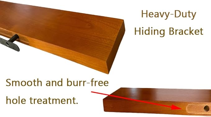 IEO Long Wooden Floating Shelves for Room Wall, Natural Wood Floating Shelves Wall Mounted Kitchen Shelf for Living Room, Bedroom, Kitchen,Bathroom, Storage (Honey Oak, 60in 1tier)