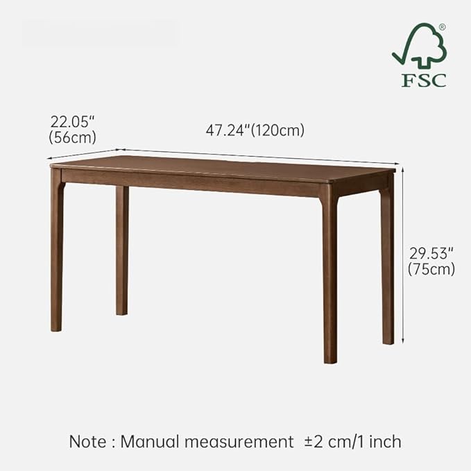 Solid Wood Writing Desk, Mid Century Modern Wood Desk, Vintage Home Office, Computer Desk for Study, Work & Gaming 47.24" W