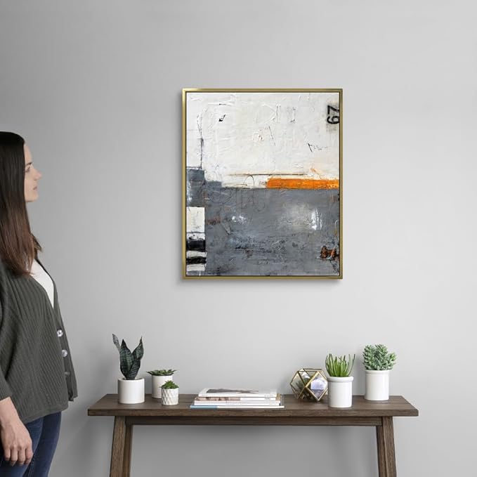 CANVAS ON DEMAND Toss Up Silver Float Framed Canvas Wall Art Print by Erin Ashley, Abstract, Contemporary, Home Decor, Modern Abstract, Artwork,20" x24in